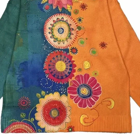 Colorful Floral Women's Sweater - Picture 8 of 13